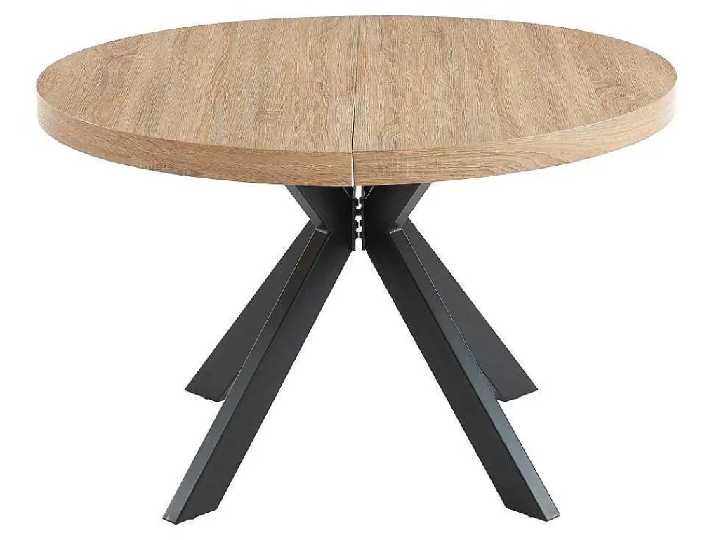 Mesa De Jantar*Vente-unique Mesa De Jantar Extensivel 4 A 8 Lugares Em Mdf E Aco Natural E Preto - Komoni
