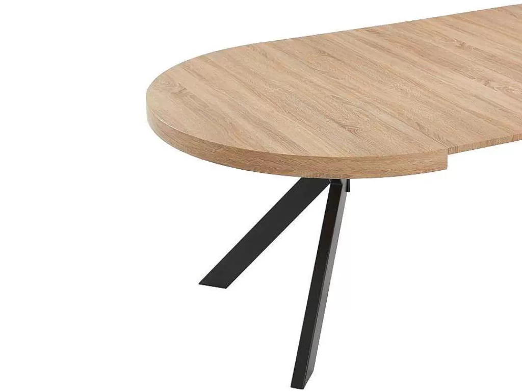 Mesa De Jantar*Vente-unique Mesa De Jantar Extensivel 4 A 8 Lugares Em Mdf E Aco Natural E Preto - Komoni