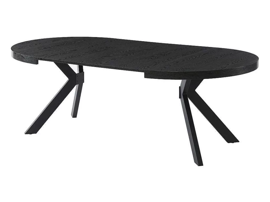 Mesa De Jantar*Vente-unique Mesa De Jantar Extensivel 4 A 8 Lugares Em Mdf E Aco Preto - Komoni