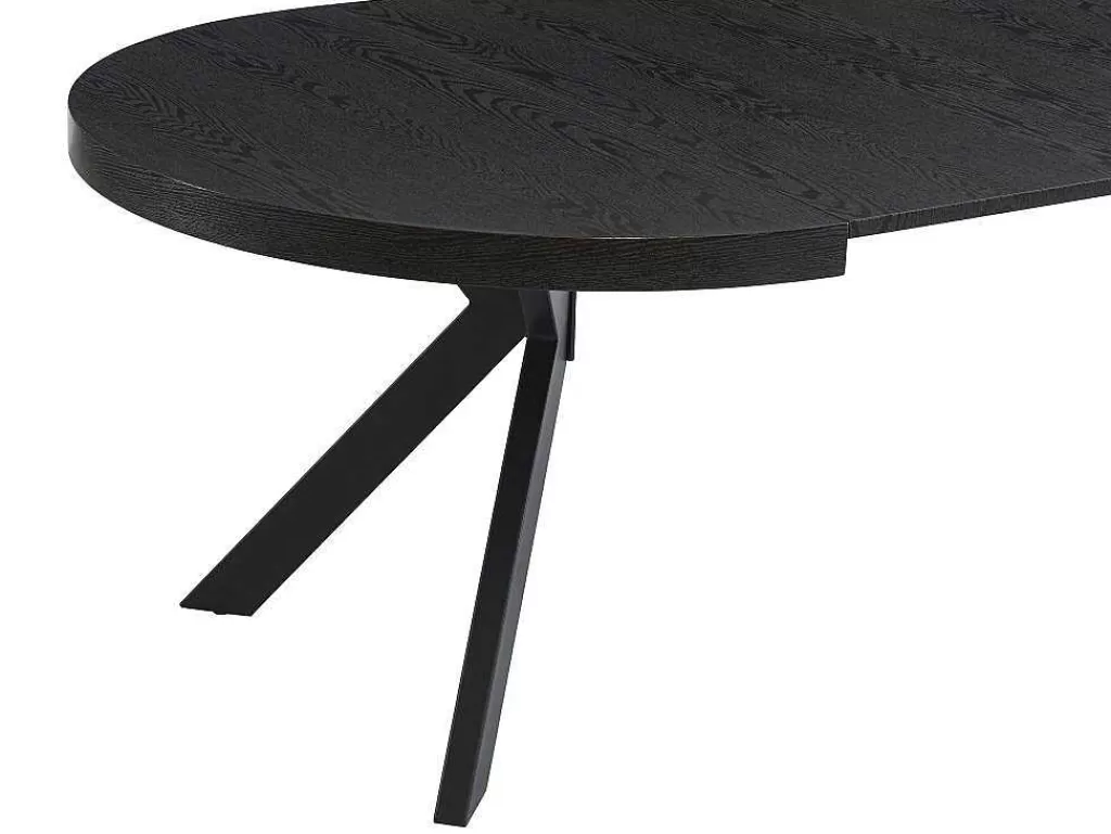 Mesa De Jantar*Vente-unique Mesa De Jantar Extensivel 4 A 8 Lugares Em Mdf E Aco Preto - Komoni