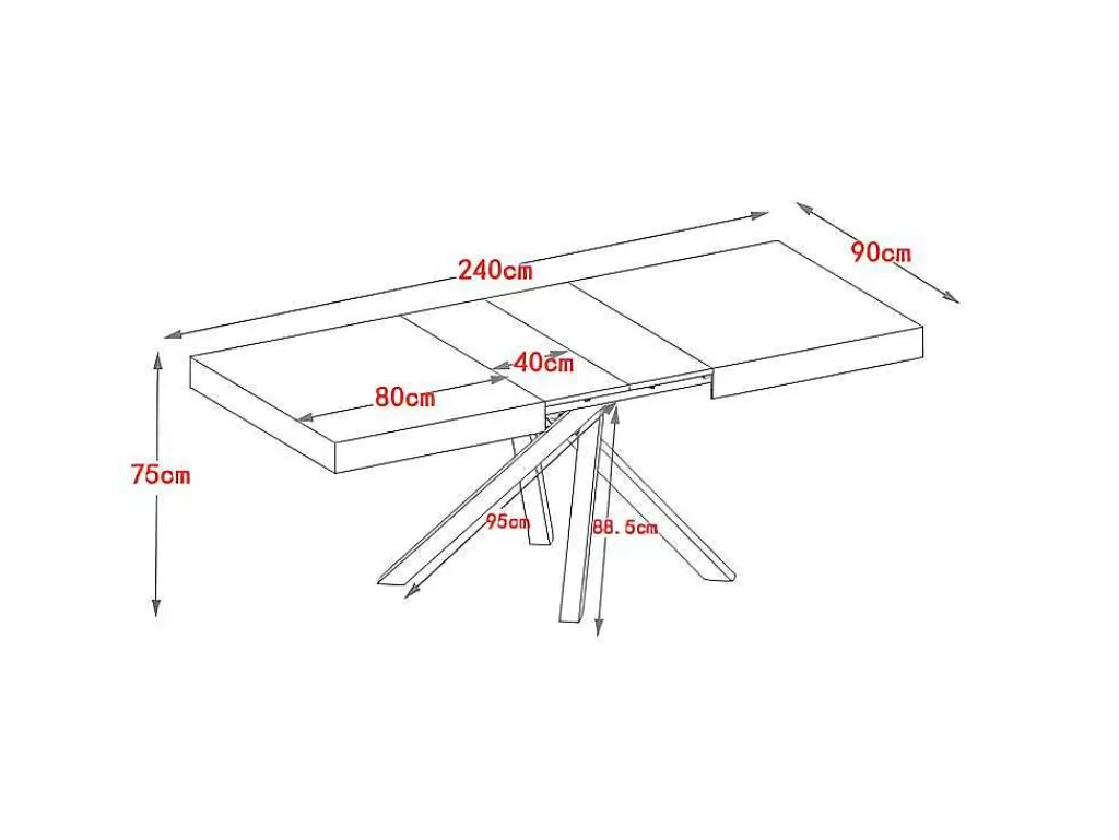 Mesa De Jantar*Vente-unique Mesa De Jantar Extensivel 6 A 10 Lugares Em Mdf E Metal Natural E Preto - Catonav