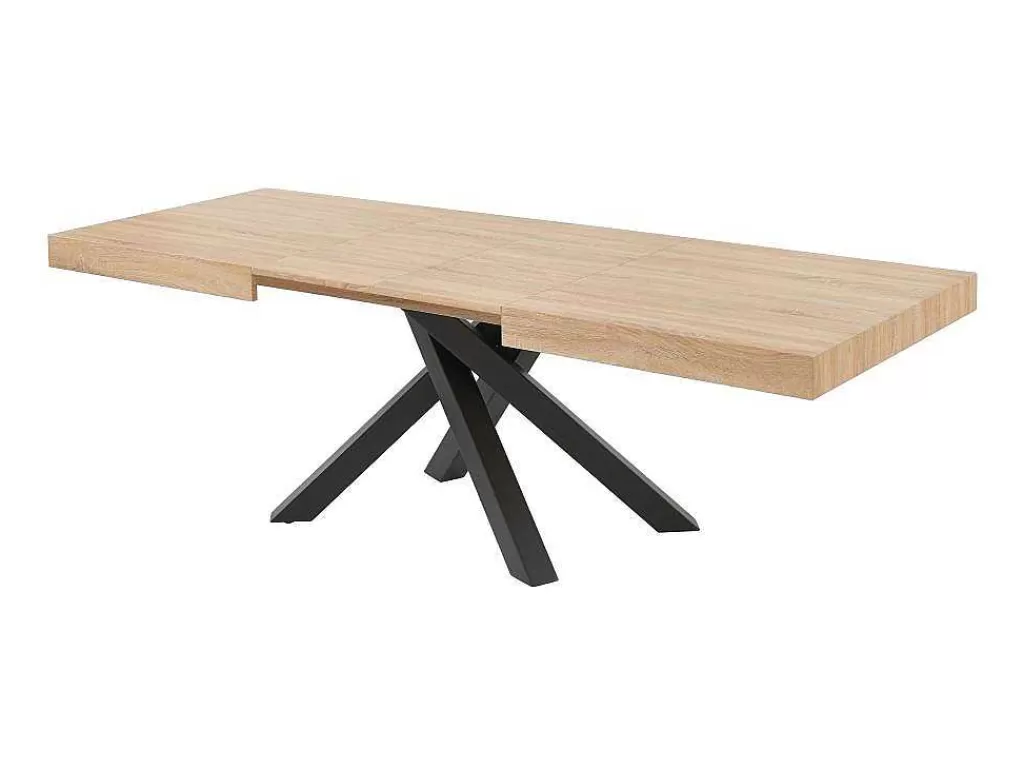 Mesa De Jantar*Vente-unique Mesa De Jantar Extensivel 6 A 10 Lugares Em Mdf E Metal Natural E Preto - Catonav