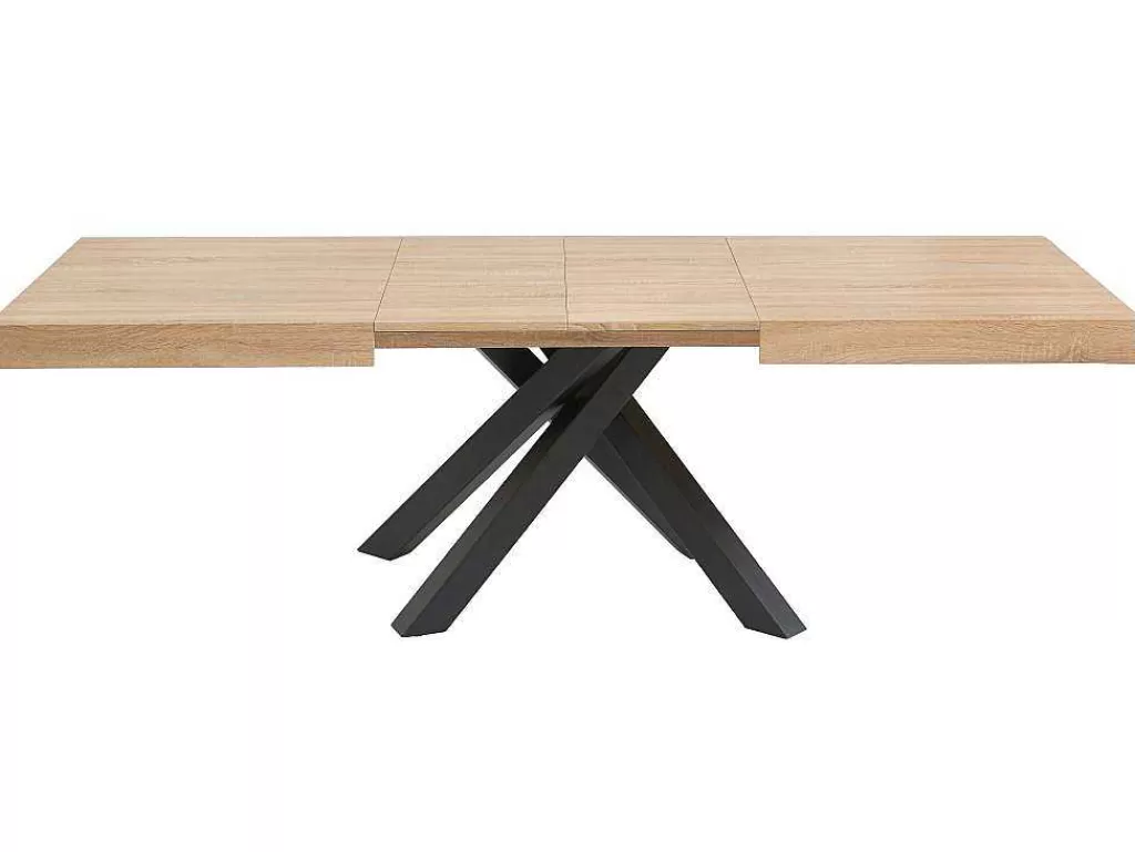 Mesa De Jantar*Vente-unique Mesa De Jantar Extensivel 6 A 10 Lugares Em Mdf E Metal Natural E Preto - Catonav