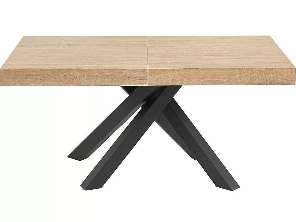 Mesa De Jantar*Vente-unique Mesa De Jantar Extensivel 6 A 10 Lugares Em Mdf E Metal Natural E Preto - Catonav