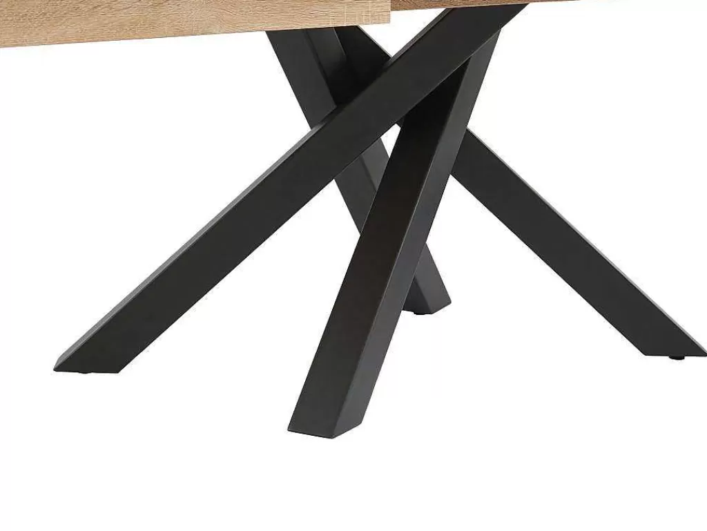 Mesa De Jantar*Vente-unique Mesa De Jantar Extensivel 6 A 10 Lugares Em Mdf E Metal Natural E Preto - Catonav
