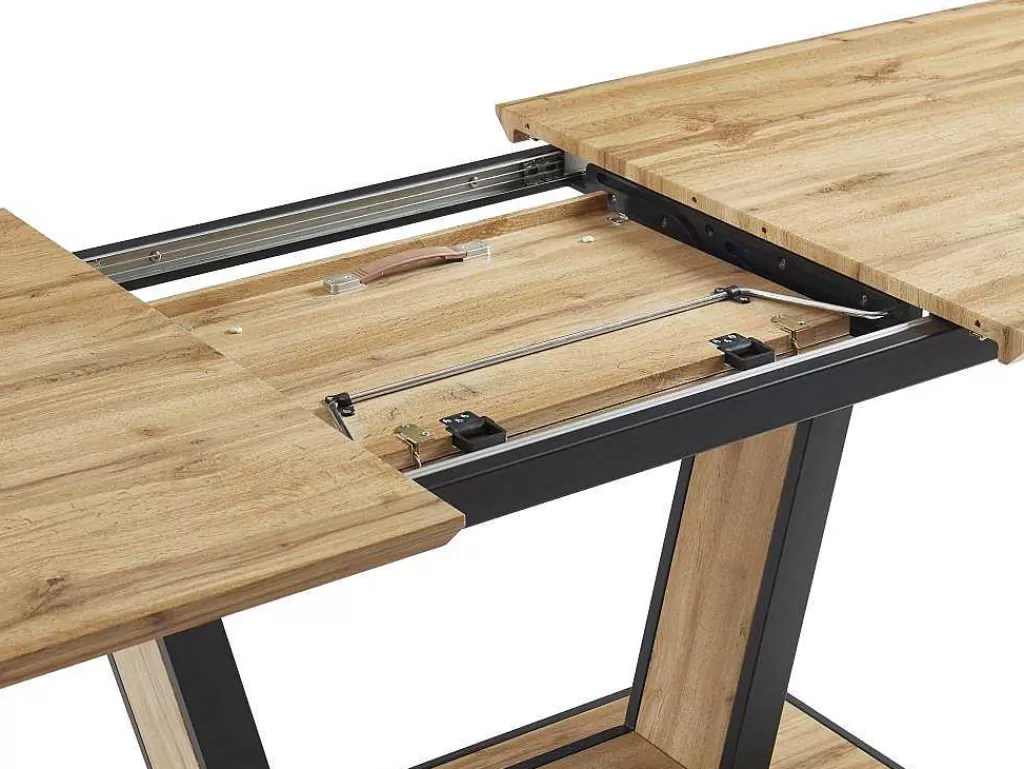 Mesa De Jantar*Vente-unique Mesa De Jantar Extensivel 6 A 10 Lugares Em Mdf E Metal Natural E Preto - Viteno