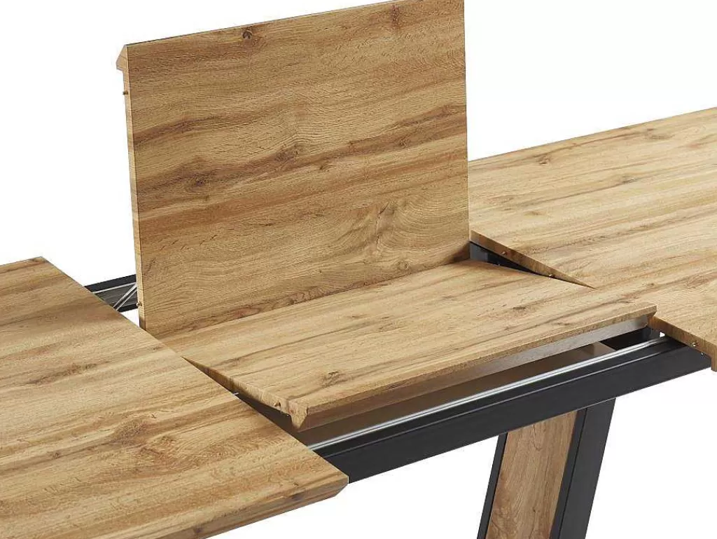 Mesa De Jantar*Vente-unique Mesa De Jantar Extensivel 6 A 10 Lugares Em Mdf E Metal Natural E Preto - Viteno