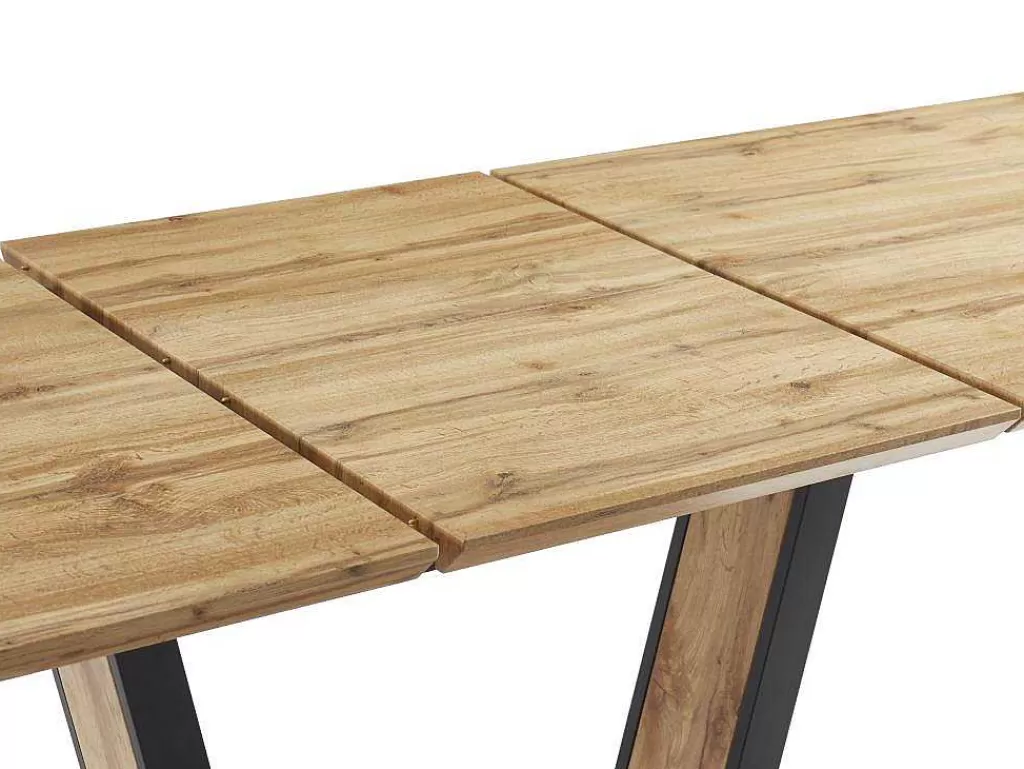 Mesa De Jantar*Vente-unique Mesa De Jantar Extensivel 6 A 10 Lugares Em Mdf E Metal Natural E Preto - Viteno