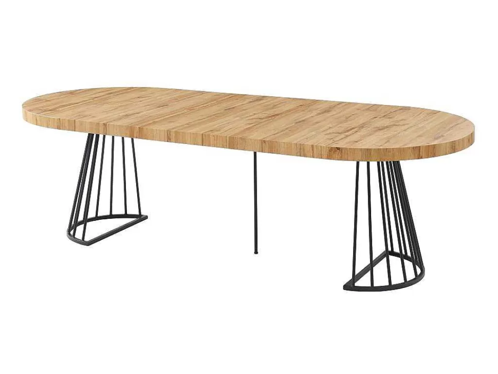 Mesa De Jantar*Vente-unique Mesa De Jantar Extensivel De 2 A 12 Lugares Em Mdf E Aco Natural E Preto - Firela