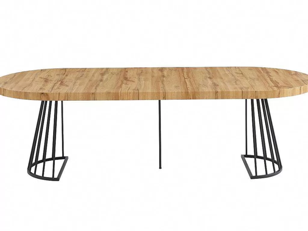Mesa De Jantar*Vente-unique Mesa De Jantar Extensivel De 2 A 12 Lugares Em Mdf E Aco Natural E Preto - Firela