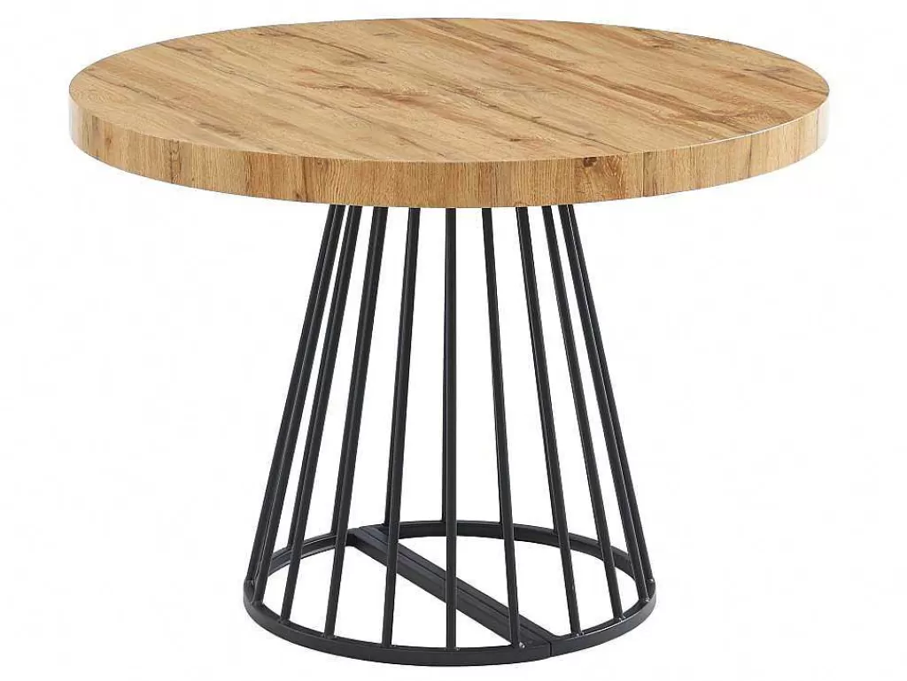 Mesa De Jantar*Vente-unique Mesa De Jantar Extensivel De 2 A 12 Lugares Em Mdf E Aco Natural E Preto - Firela