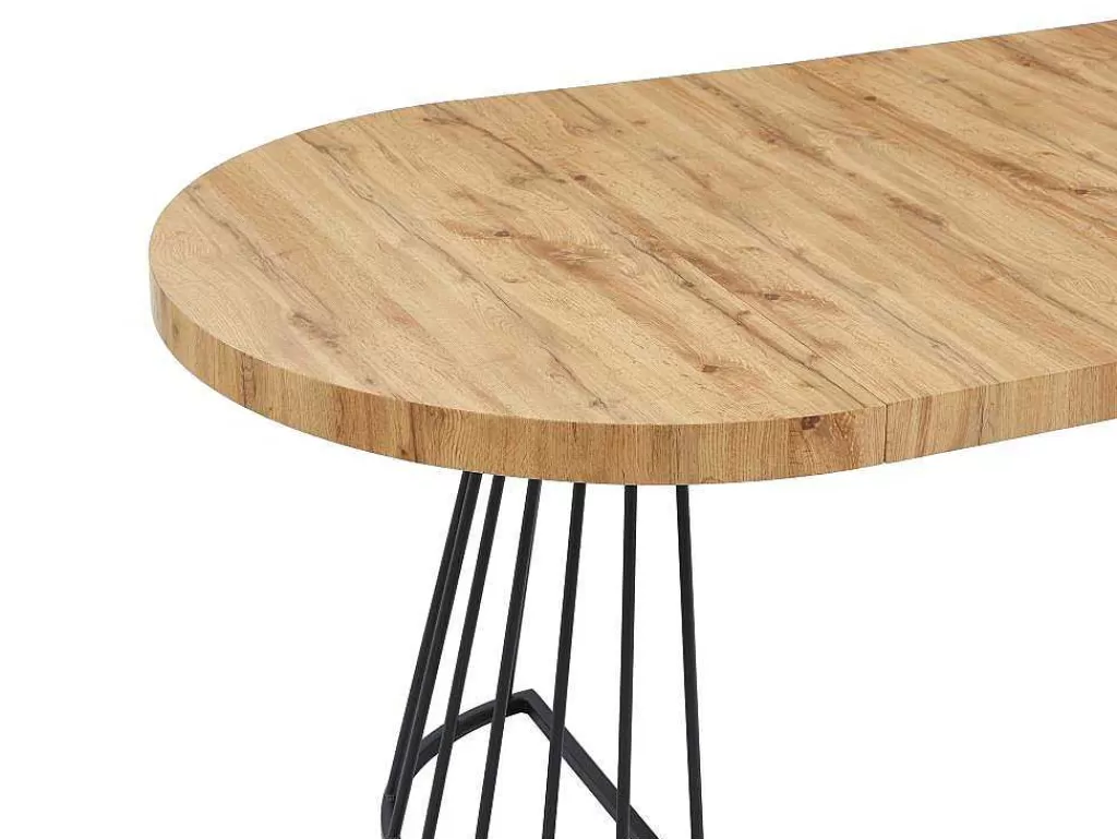 Mesa De Jantar*Vente-unique Mesa De Jantar Extensivel De 2 A 12 Lugares Em Mdf E Aco Natural E Preto - Firela