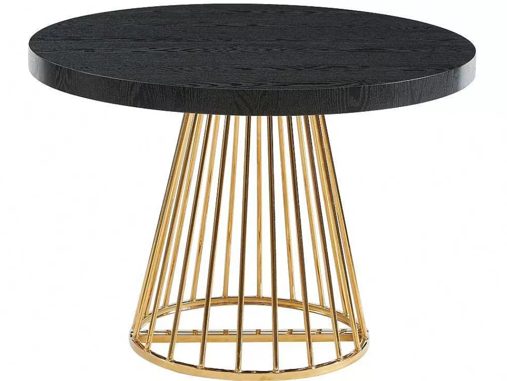 Mesa De Jantar*Vente-unique Mesa De Jantar Extensivel De 2 A 12 Lugares Em Mdf E Aco Preto E Dourado - Firela