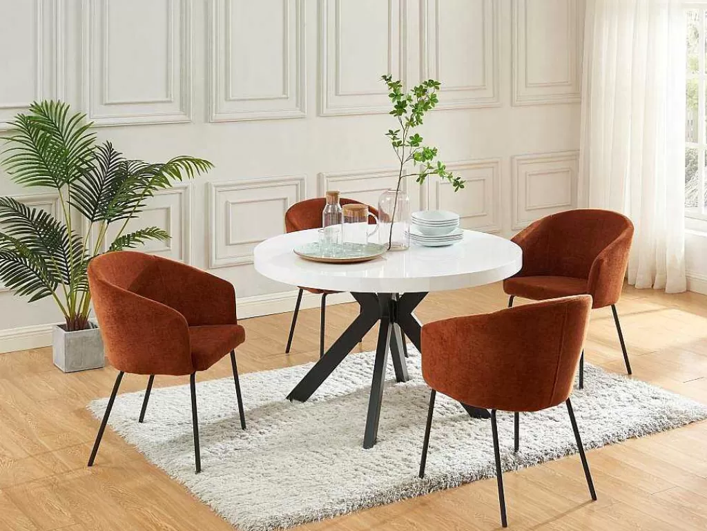 Mesa De Jantar*Vente-unique Mesa De Jantar Extensivel De 4 A 8 Lugares Em Mdf E Aco Lacado A Branco E Preto - Komoni