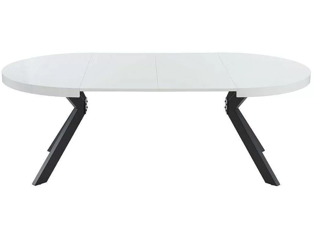 Mesa De Jantar*Vente-unique Mesa De Jantar Extensivel De 4 A 8 Lugares Em Mdf E Aco Lacado A Branco E Preto - Komoni
