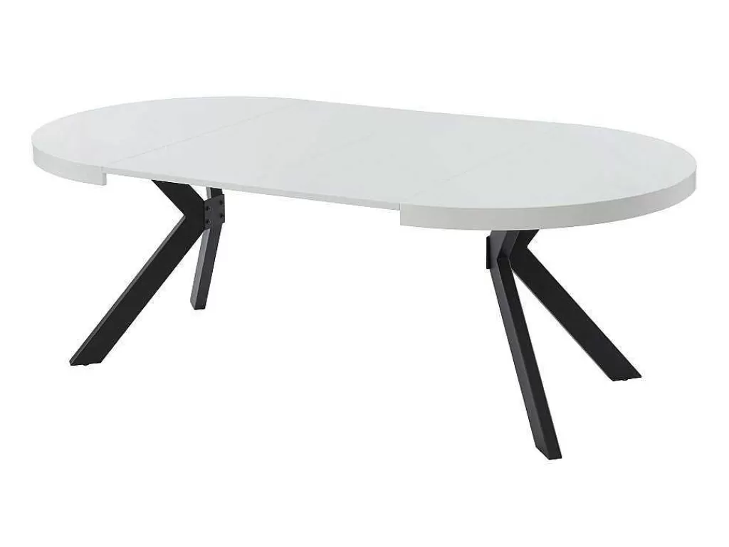 Mesa De Jantar*Vente-unique Mesa De Jantar Extensivel De 4 A 8 Lugares Em Mdf E Aco Lacado A Branco E Preto - Komoni