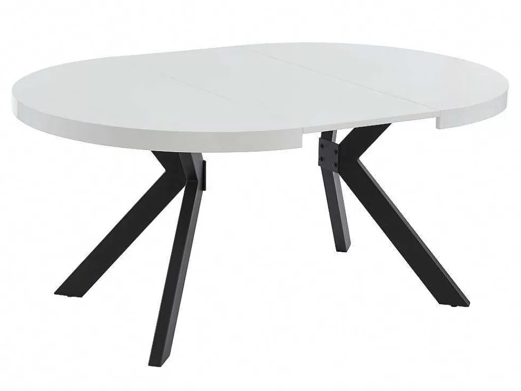 Mesa De Jantar*Vente-unique Mesa De Jantar Extensivel De 4 A 8 Lugares Em Mdf E Aco Lacado A Branco E Preto - Komoni