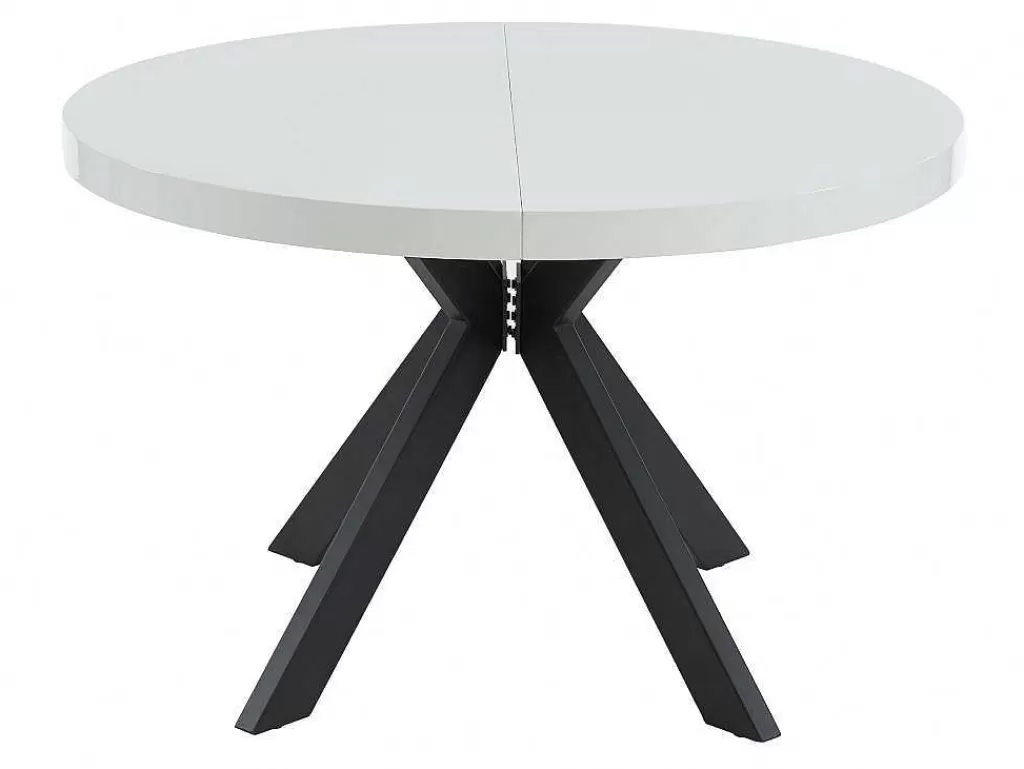 Mesa De Jantar*Vente-unique Mesa De Jantar Extensivel De 4 A 8 Lugares Em Mdf E Aco Lacado A Branco E Preto - Komoni