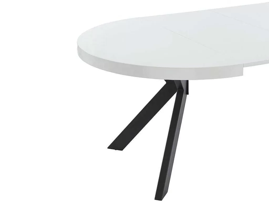 Mesa De Jantar*Vente-unique Mesa De Jantar Extensivel De 4 A 8 Lugares Em Mdf E Aco Lacado A Branco E Preto - Komoni