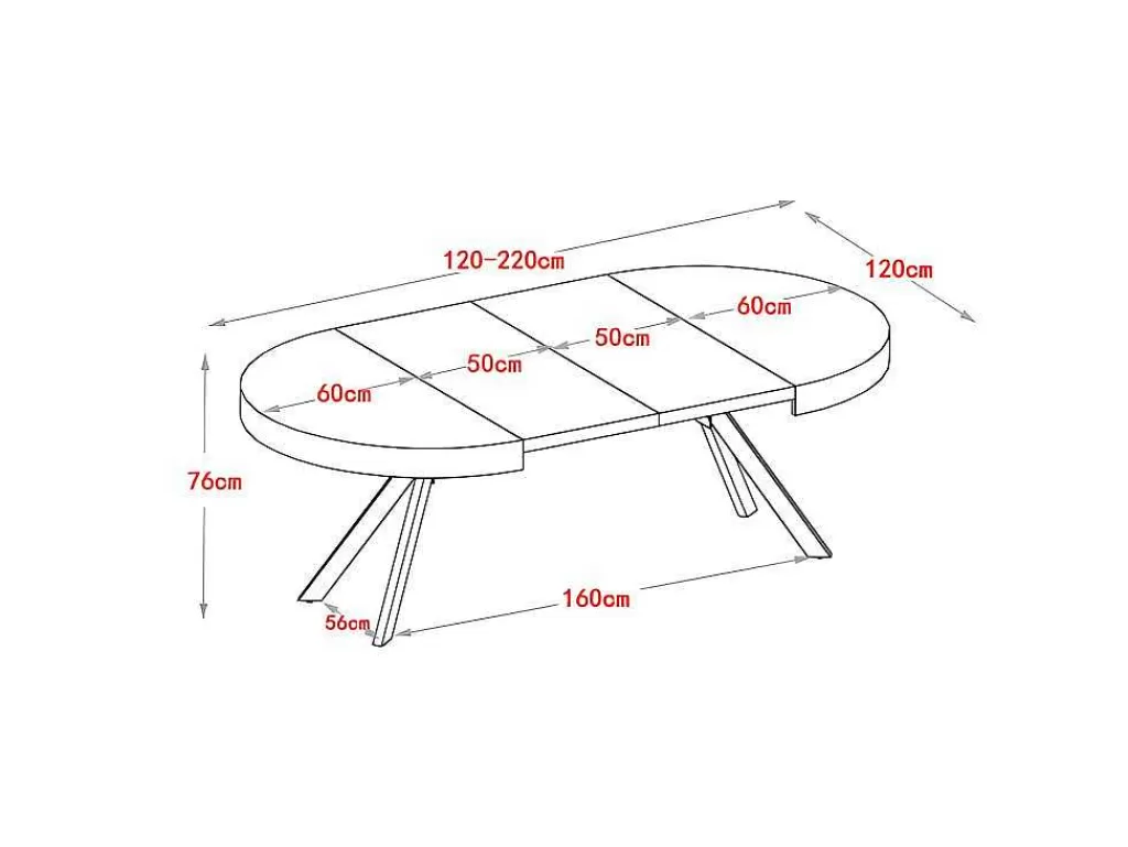 Mesa De Jantar*Vente-unique Mesa De Jantar Extensivel De 4 A 8 Lugares Em Mdf E Aco Lacado A Branco E Preto - Komoni