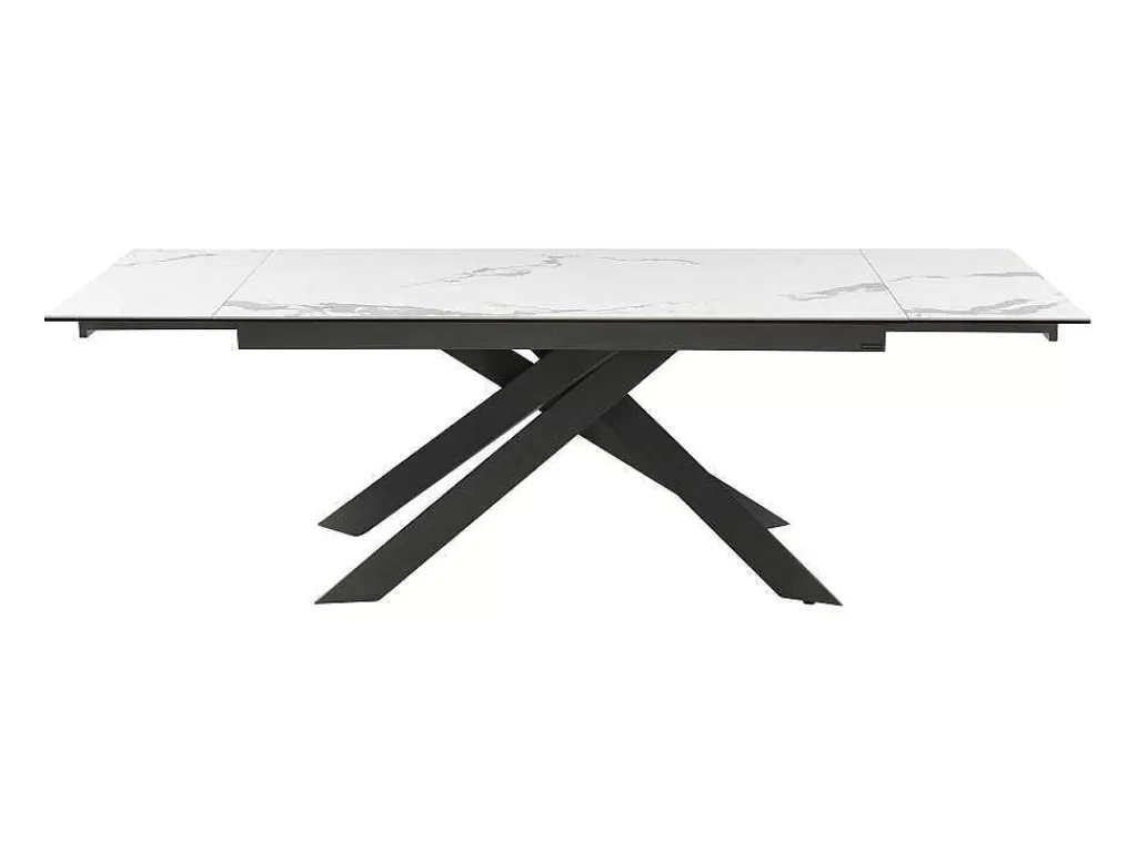 Mesa De Jantar*PASCAL MORABITO Mesa De Jantar Extensivel De 6 A 10 Lugares Em Ceramica E Metal Efeito Marmore Branco E Antracite - Corema De