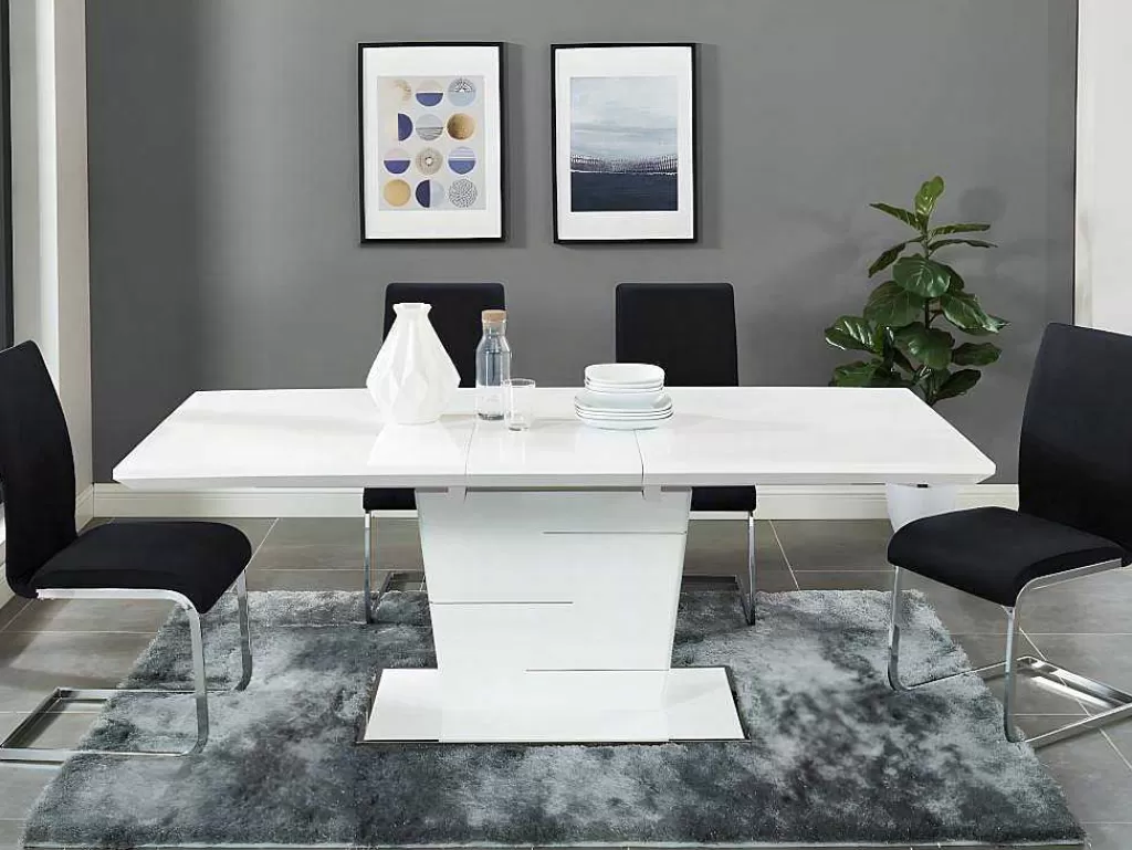 Promoções Sala*Vente-unique Mesa De Jantar Extensivel De 6 A 8 Lugares - Mdf Lacado A Branco - Amelle