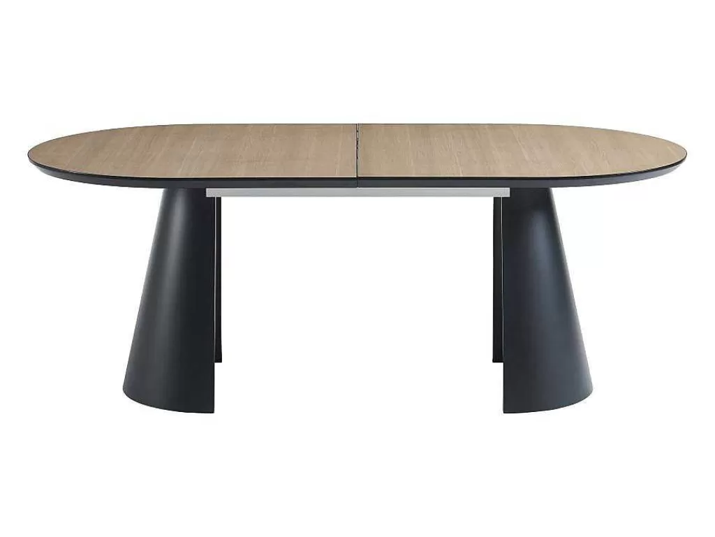 Mesa De Jantar*Vente-unique Mesa De Jantar Extensivel De 8 A 14 Lugares Mdf E Metal Natural Claro E Preto - Felanio