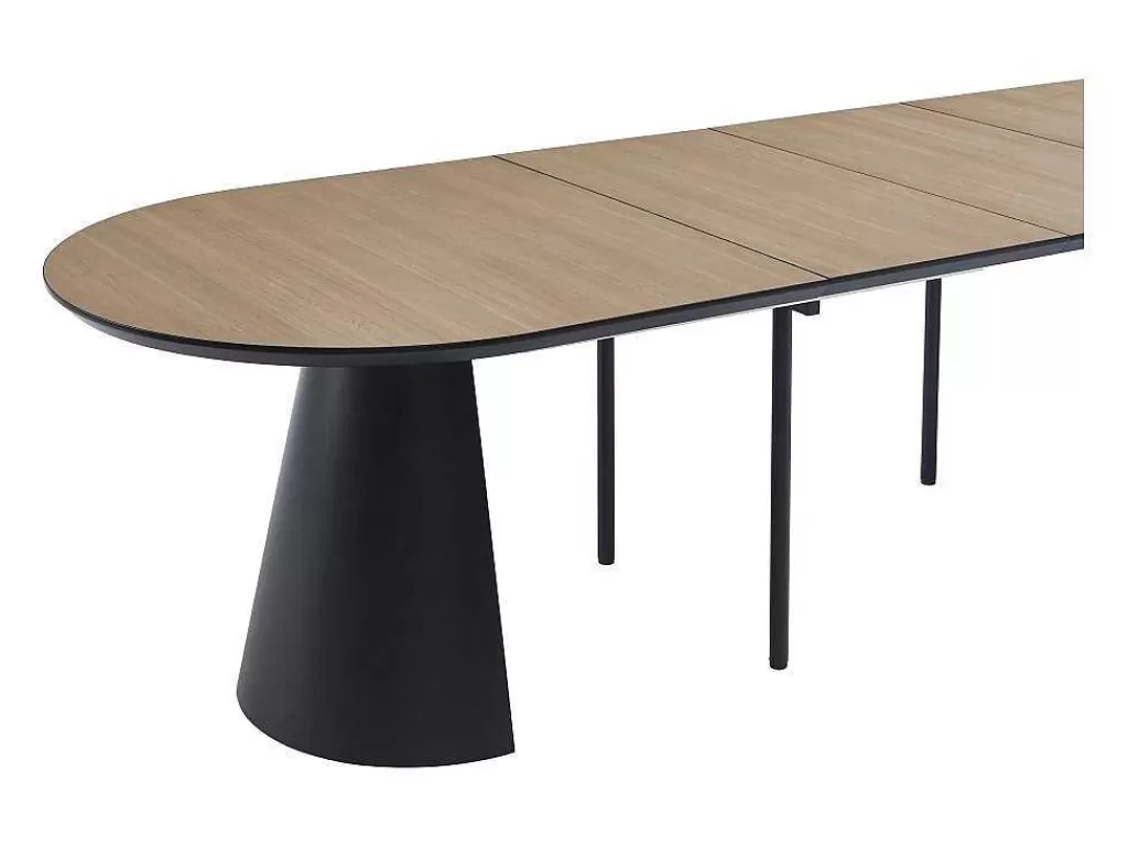 Mesa De Jantar*Vente-unique Mesa De Jantar Extensivel De 8 A 14 Lugares Mdf E Metal Natural Claro E Preto - Felanio