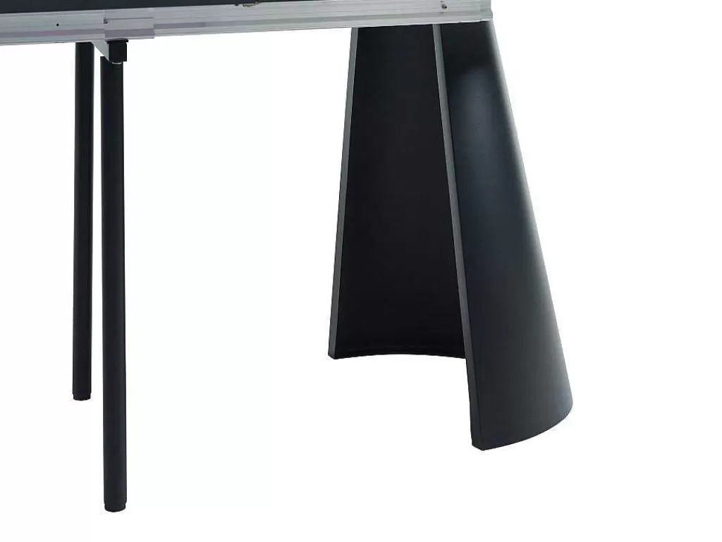 Mesa De Jantar*Vente-unique Mesa De Jantar Extensivel De 8 A 14 Lugares Mdf E Metal Natural Claro E Preto - Felanio
