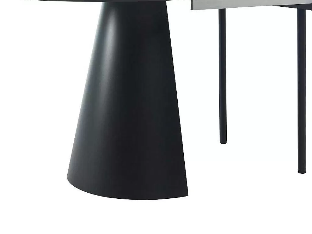 Mesa De Jantar*Vente-unique Mesa De Jantar Extensivel De 8 A 14 Lugares Mdf E Metal Natural Claro E Preto - Felanio