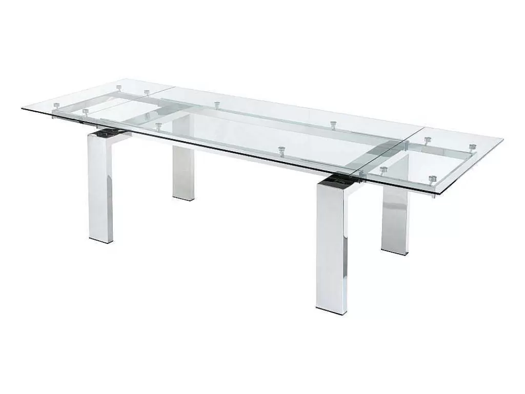 Mesa De Jantar*Vente-unique Mesa De Jantar Extensivel Lubana - Vidro Temperado E Metal - 8 A 10 Lugares