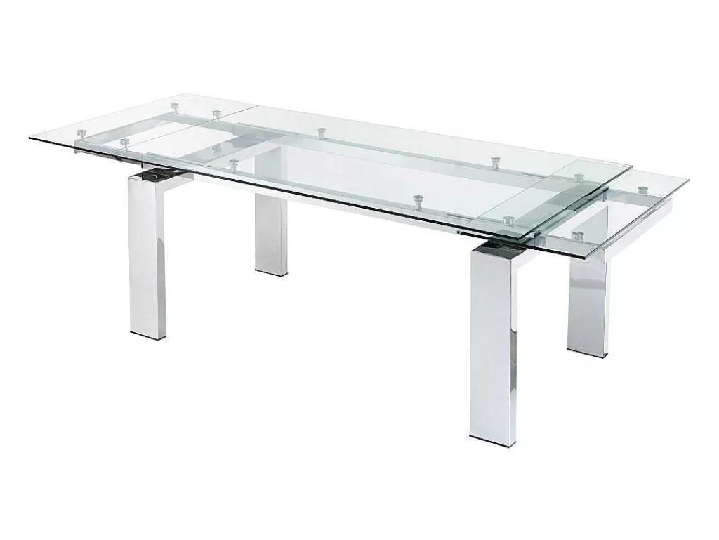 Mesa De Jantar*Vente-unique Mesa De Jantar Extensivel Lubana - Vidro Temperado E Metal - 8 A 10 Lugares