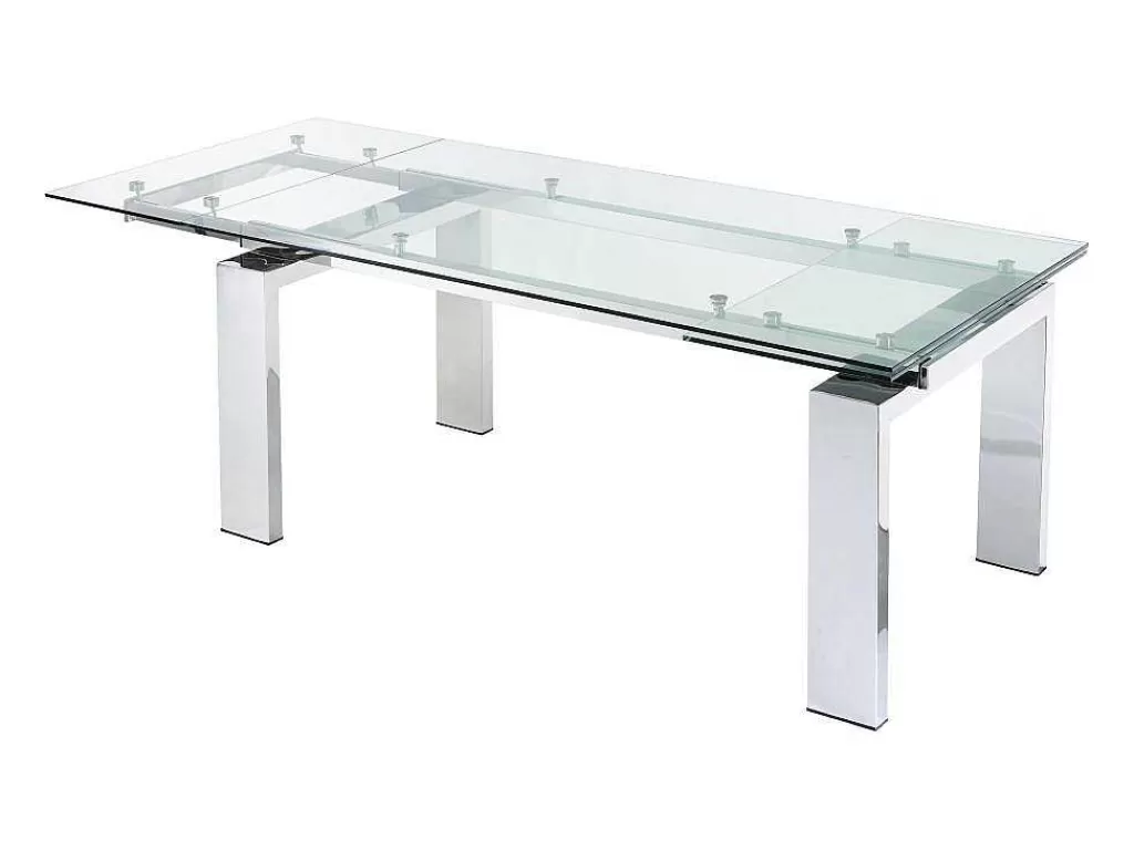 Mesa De Jantar*Vente-unique Mesa De Jantar Extensivel Lubana - Vidro Temperado E Metal - 8 A 10 Lugares