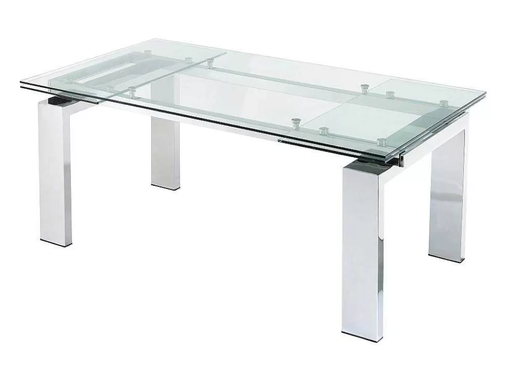 Mesa De Jantar*Vente-unique Mesa De Jantar Extensivel Lubana - Vidro Temperado E Metal - 8 A 10 Lugares