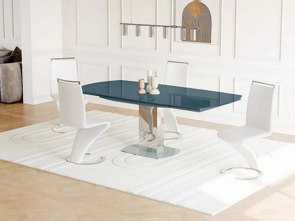 Mesa De Jantar*Vente-unique Mesa De Jantar Extensivel Talicia - Vidro Temperado E Metal - 6 A 8 Lugares - Cinzento