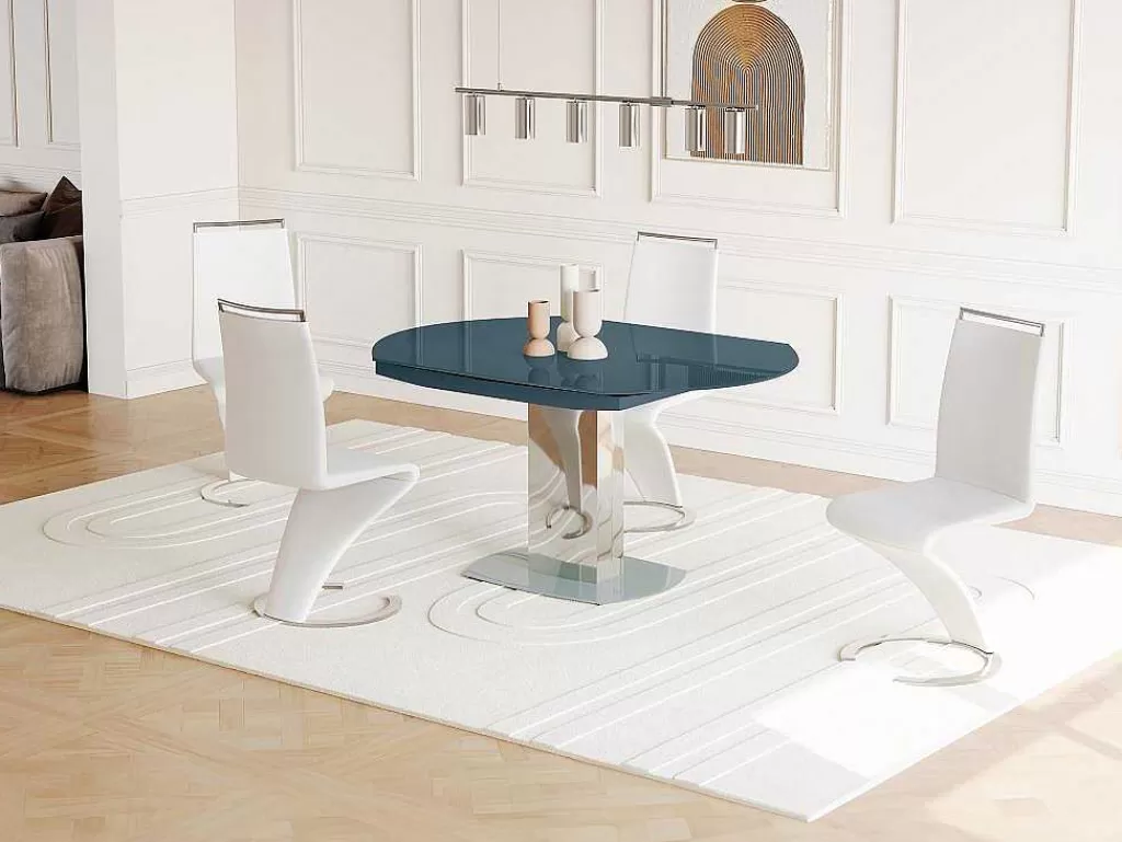 Mesa De Jantar*Vente-unique Mesa De Jantar Extensivel Talicia - Vidro Temperado E Metal - 6 A 8 Lugares - Cinzento