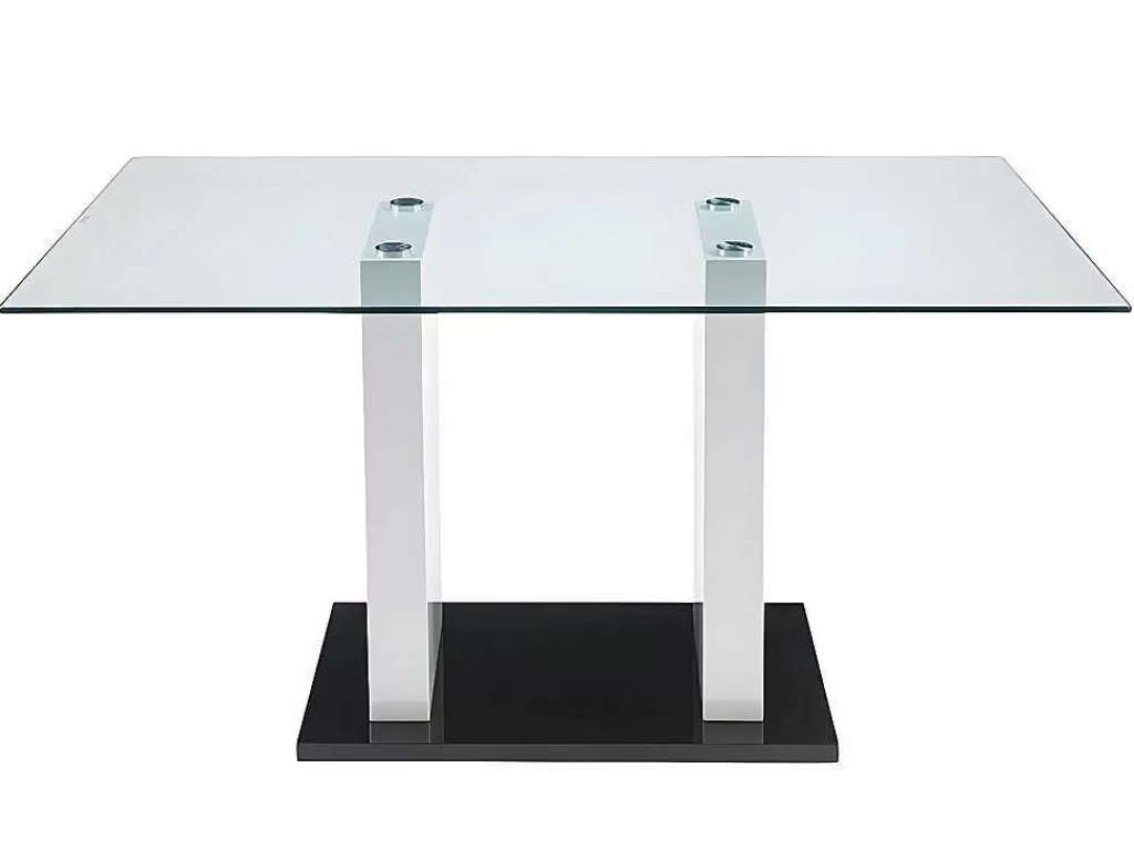 Promoções Sala*Vente-unique Mesa De Jantar Samira - 6 Lugares - Vidro Temperado E Mdf Lacado A Branco