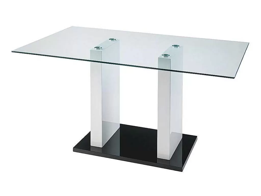 Promoções Sala*Vente-unique Mesa De Jantar Samira - 6 Lugares - Vidro Temperado E Mdf Lacado A Branco