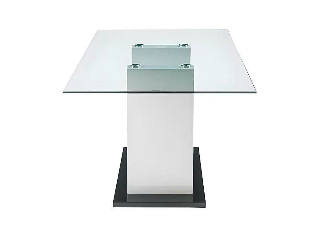 Promoções Sala*Vente-unique Mesa De Jantar Samira - 6 Lugares - Vidro Temperado E Mdf Lacado A Branco