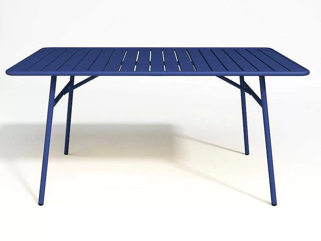 Conjunto Mesa E Cadeiras De Jardim*MYLIA Mesa De Jardim C. 160 Cm Em Metal Azul-Escuro - Mirmande