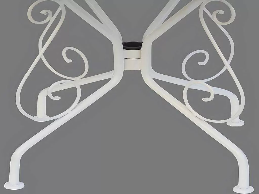 Conjunto Mesa E Cadeiras De Jardim*MYLIA Mesa De Jardim Em Metal Estilo Ferro Forjado - Branco - Guermantes