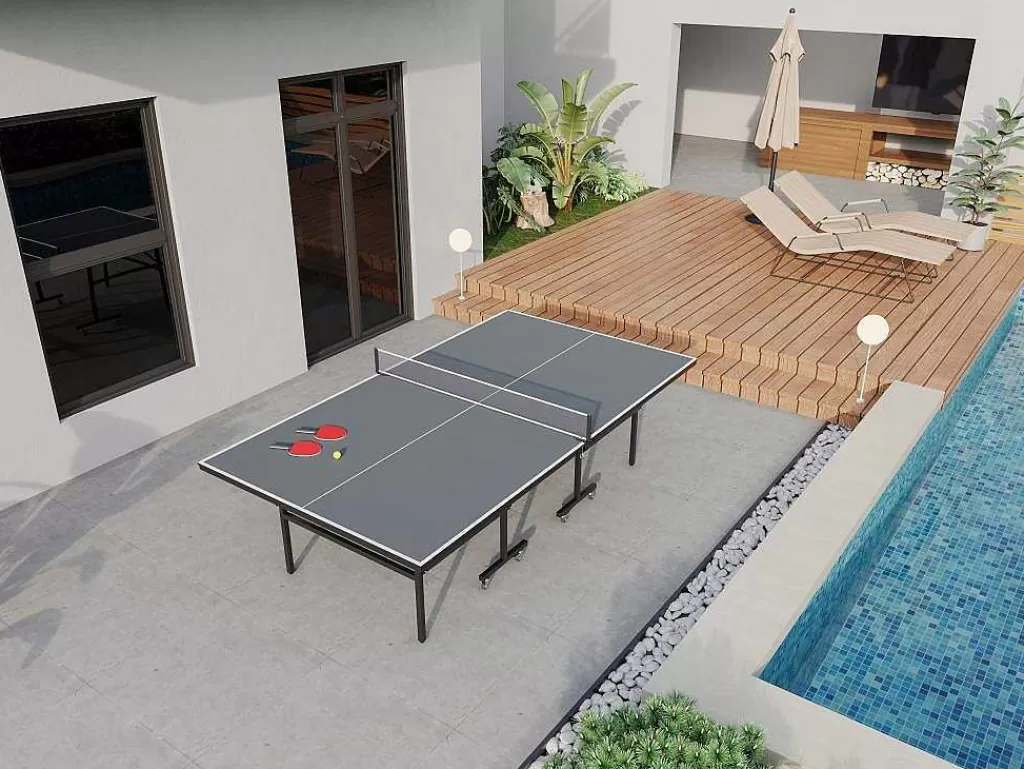 Jogo De Exterior*Vente-unique Mesa De Pingue-Pongue Dobravel Com Rodas Para Exterior Com Acessórios C274 X L152,5 X A76 Cm - Jordie