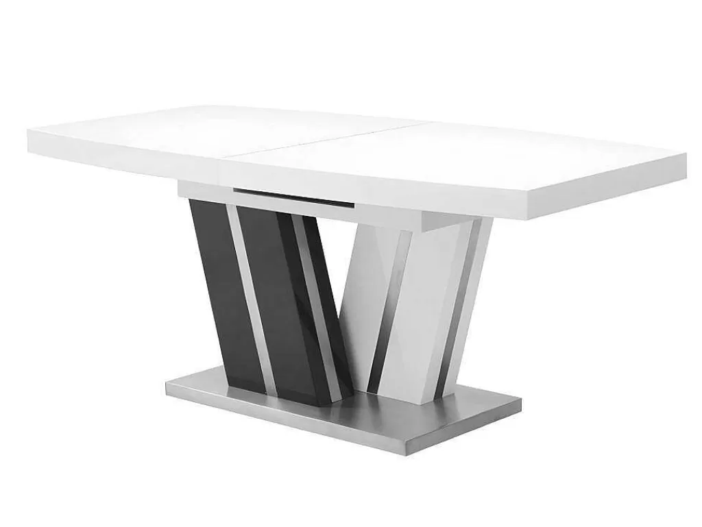 Mesa De Jantar*Vente-unique Mesa De Refeicoes Extensivel Noami Ii - 6 A 8 Lugares - Mdf Lacado Cinzento E Branco