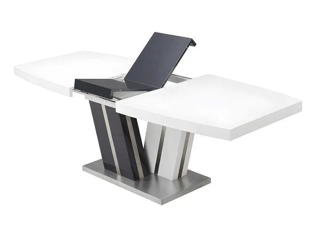 Mesa De Jantar*Vente-unique Mesa De Refeicoes Extensivel Noami Ii - 6 A 8 Lugares - Mdf Lacado Cinzento E Branco