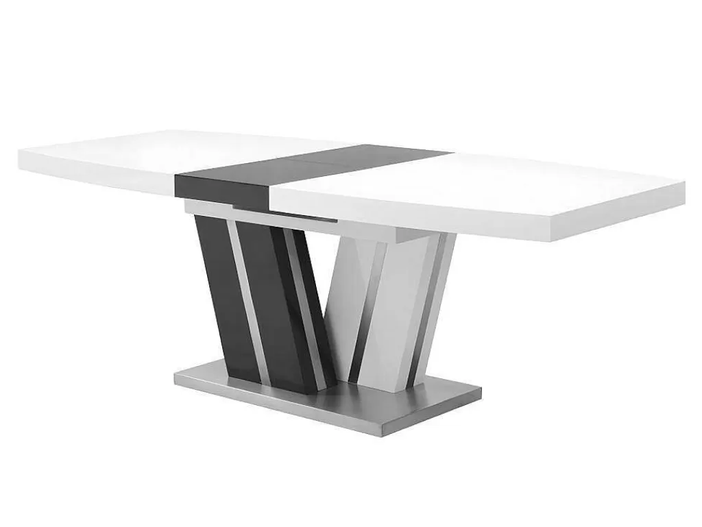 Mesa De Jantar*Vente-unique Mesa De Refeicoes Extensivel Noami Ii - 6 A 8 Lugares - Mdf Lacado Cinzento E Branco