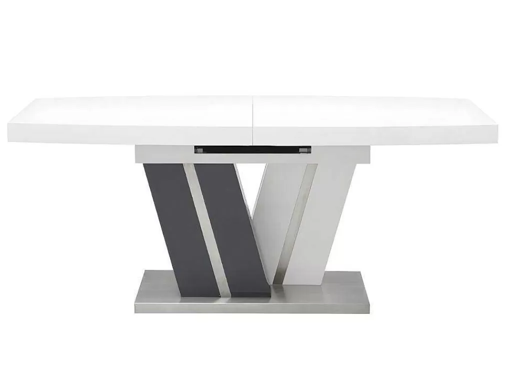 Mesa De Jantar*Vente-unique Mesa De Refeicoes Extensivel Noami Ii - 6 A 8 Lugares - Mdf Lacado Cinzento E Branco