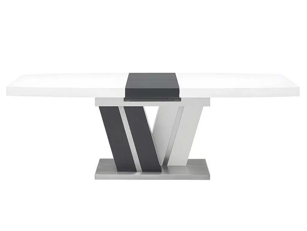 Mesa De Jantar*Vente-unique Mesa De Refeicoes Extensivel Noami Ii - 6 A 8 Lugares - Mdf Lacado Cinzento E Branco