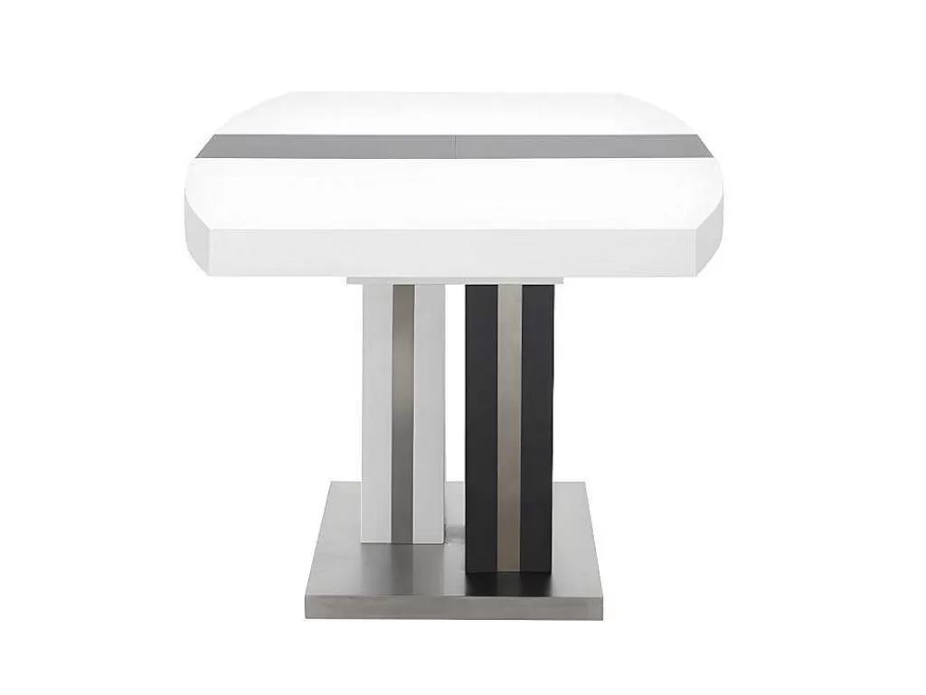 Mesa De Jantar*Vente-unique Mesa De Refeicoes Extensivel Noami Ii - 6 A 8 Lugares - Mdf Lacado Cinzento E Branco