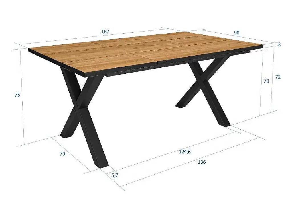 Mesa De Jantar*Skraut Home Mesa De Sala De Jantar, 8 Péssoas, 170, Robusto E Estavel Gracas A Sua Estrutura E Pernas Solidas, Oak E Preta, Industrial