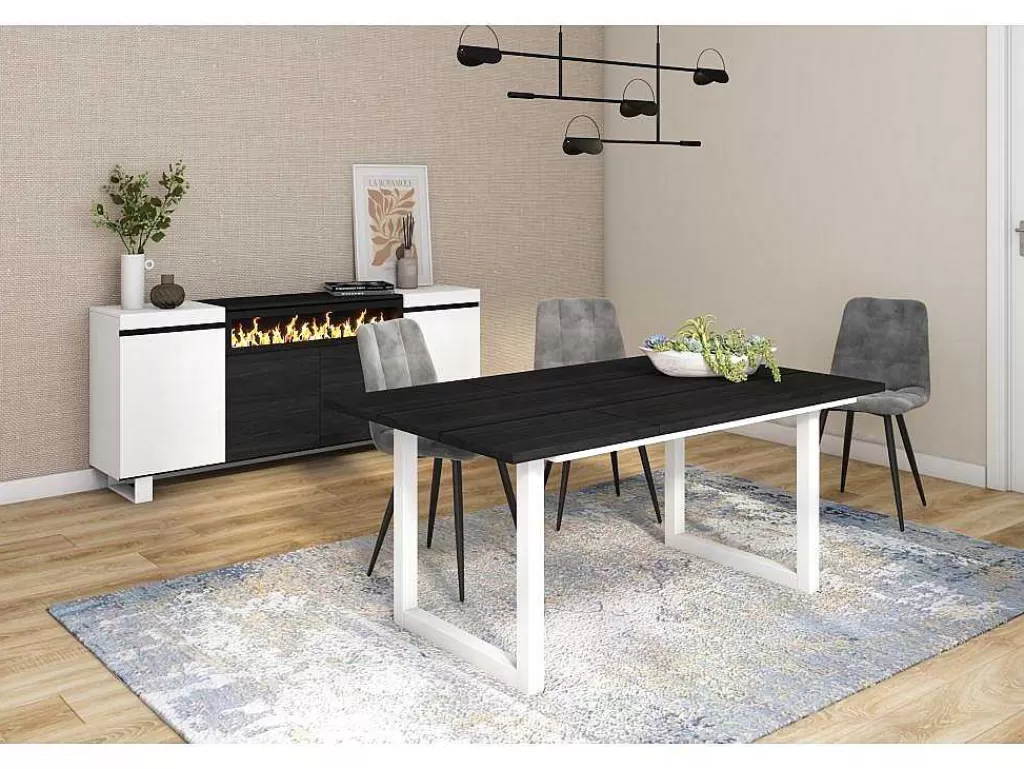 Mesa De Jantar*Skraut Home Mesa De Sala De Jantar, 8 Péssoas, 170, Robusto E Estavel Gracas A Sua Estrutura E Pernas Solidas, Preto, Estilo Industrial